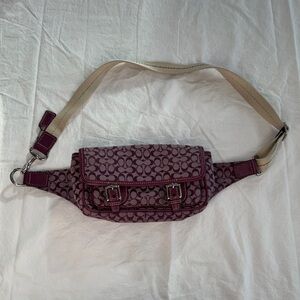 Coach Burgundy and Beige Crossbody Bag